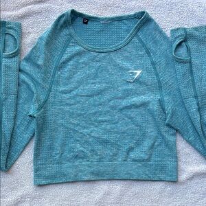 Gym Shark Teal Long Sleeve Athletic Top S